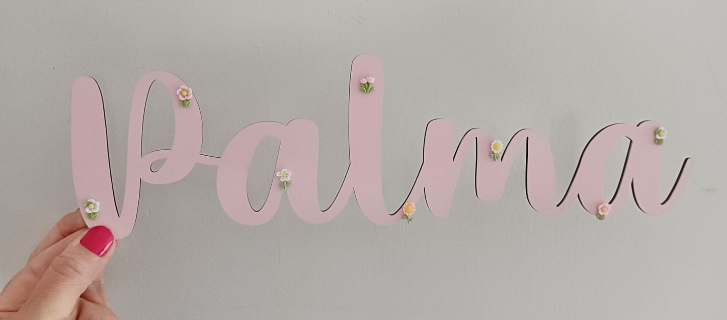 Pink Flower Name Sign