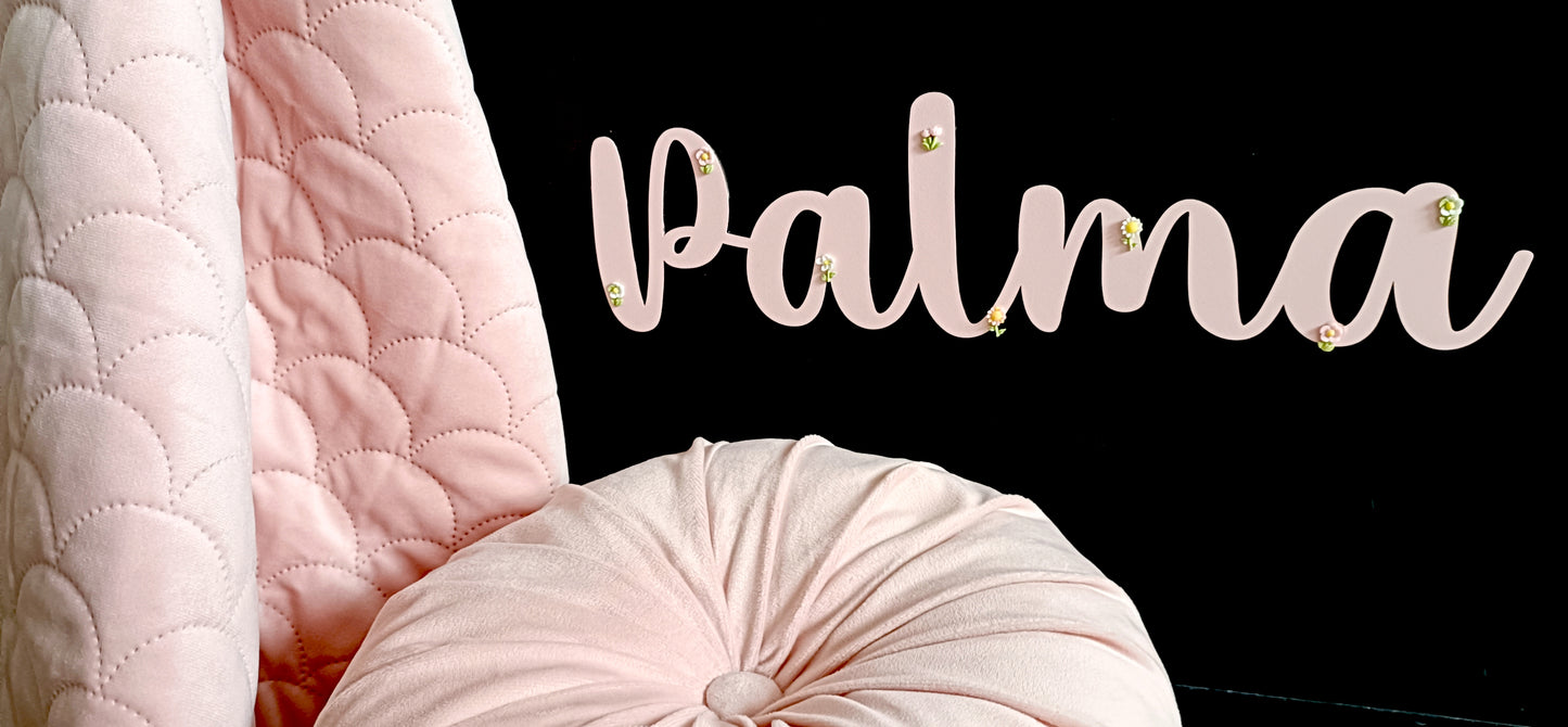 Pink Flower Name Sign