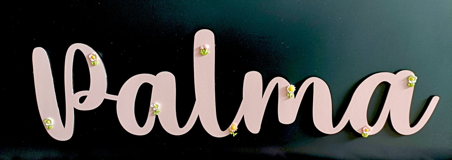 Pink Flower Name Sign