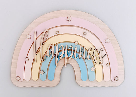 Happiness, Pastel, Rainbow, Wall/Door Plaque