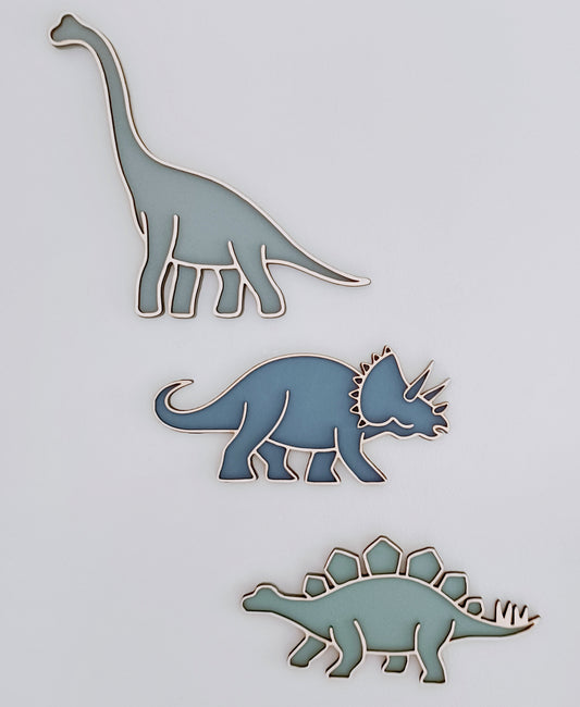Blue Toned Dinosaur Wall Decor - pack of 3