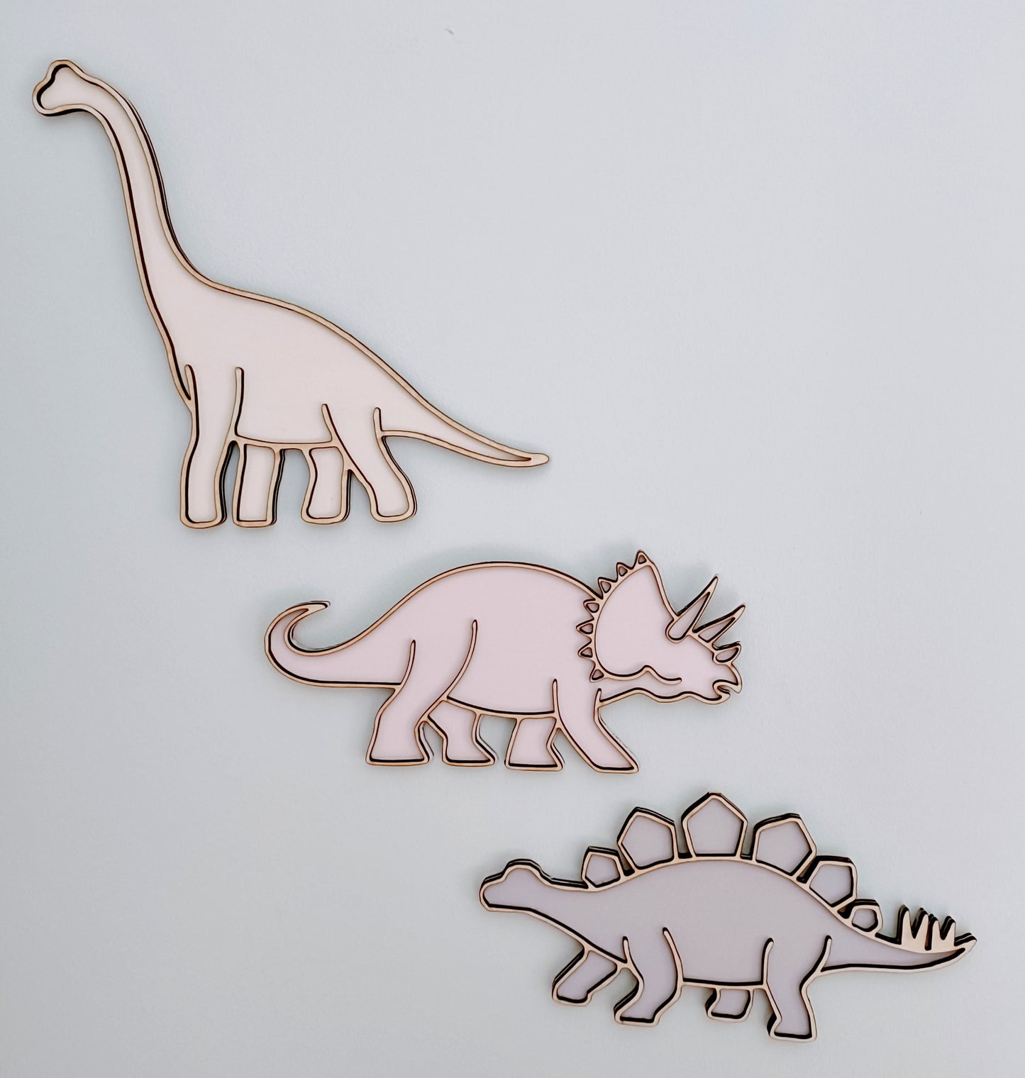 Pink Toned Dinosaur Wall Decor - pack of 3
