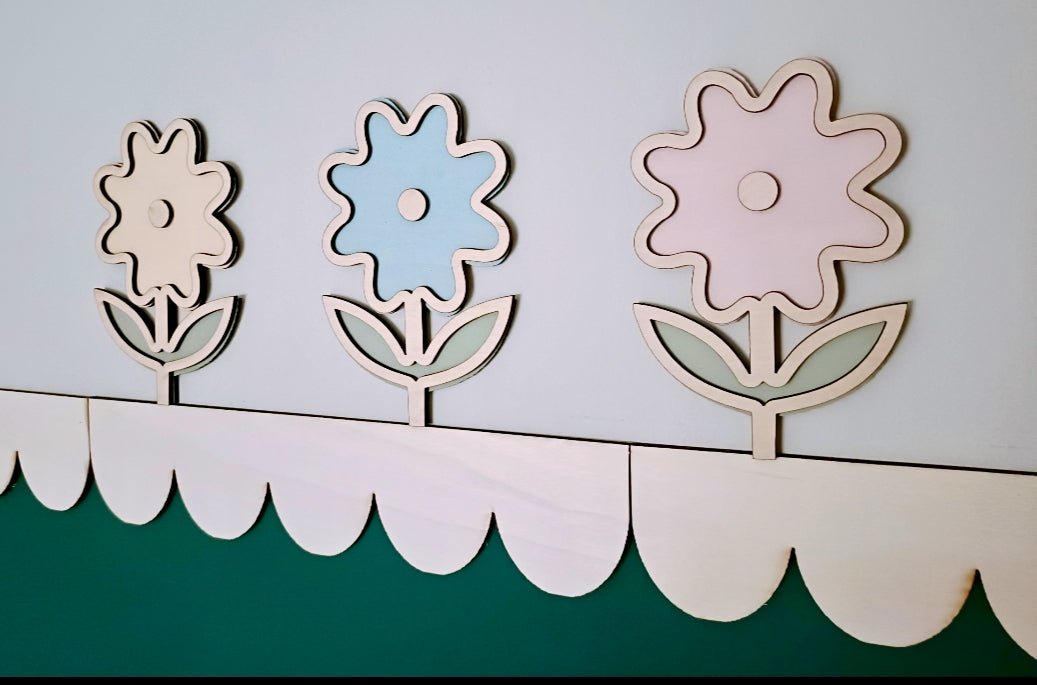 Flower wall decor - pack of 3