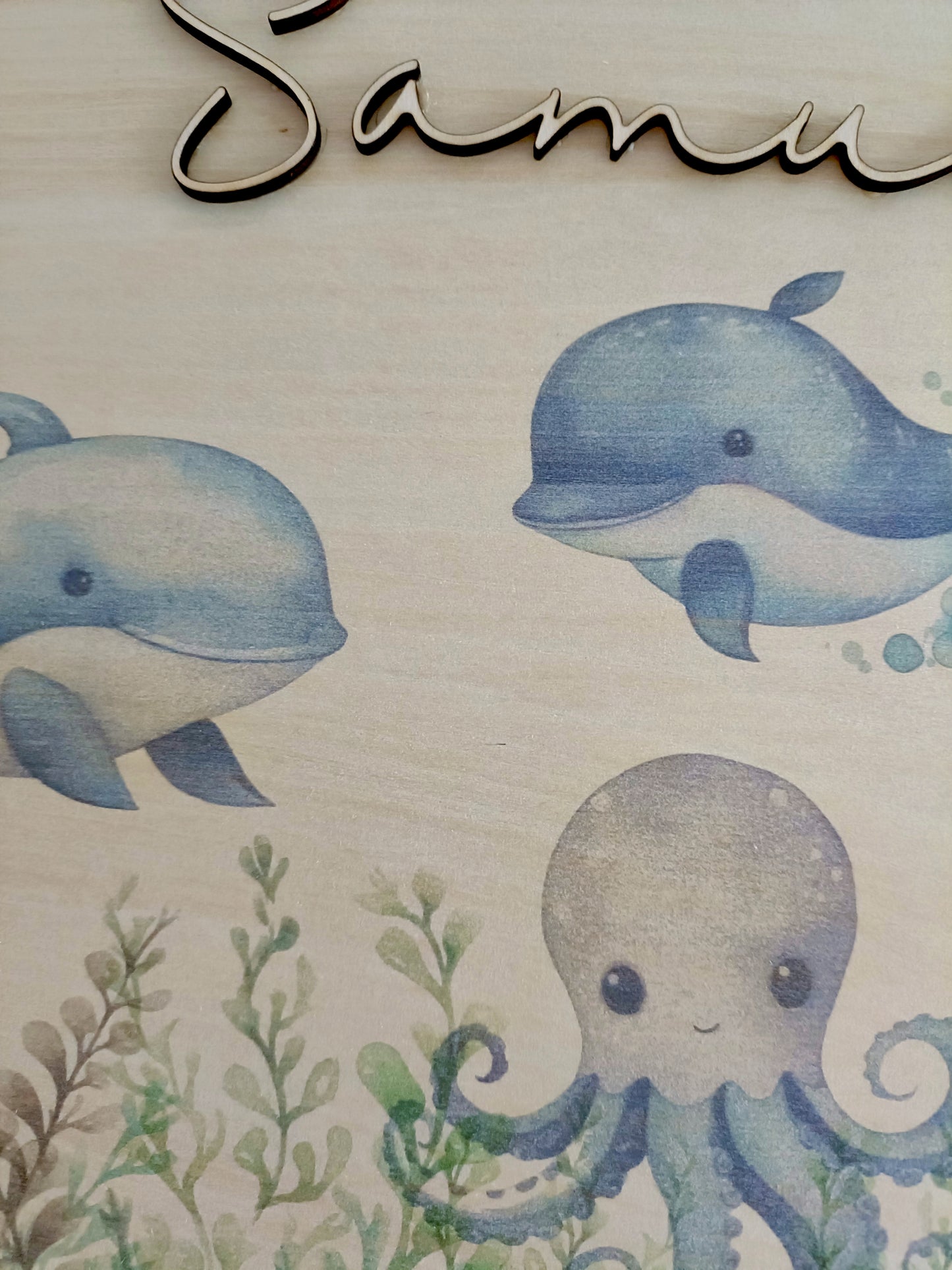 A Large, Wooden, Ocean, Wall/Door Plaque