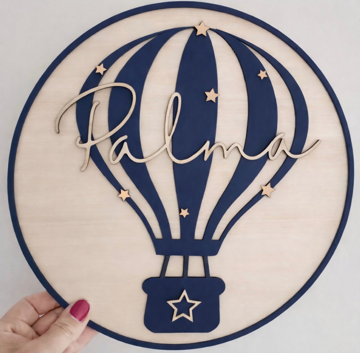 Personalised Wooden Hot Air Balloon Wall Decor - Nursery Name Sign | Nursery Wall Decor
