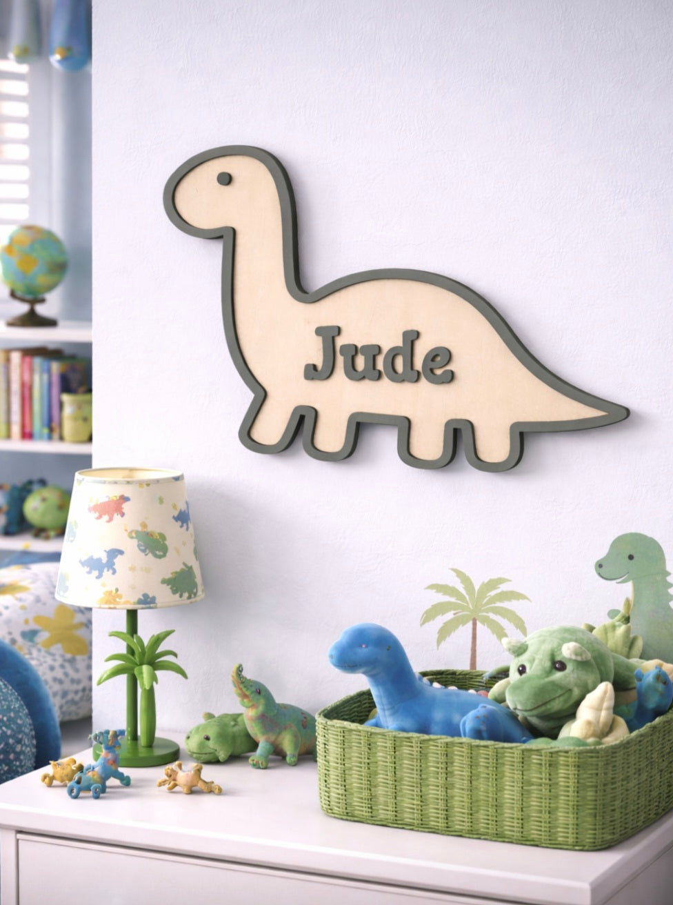 Personalised Dinosaur Door Plaque | Kids Bedroom Name Sign | Nursery Door Sign | Custom Wooden Dino Name Plaque | Children's Name Decor