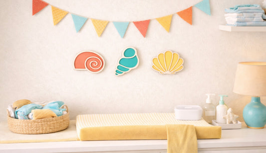 Wooden Seashell Wall Decor Set of 3 - Costal Beach Nautical Wall Decor