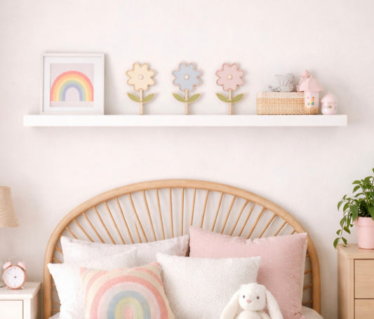 Pastel Wooden Flower Wall Plaques - Nursery Wall Decor Set